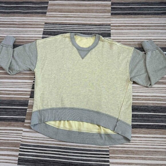 Free People Movement Start Up Pullover Oversized Relaxed Fit Yellow Gray Size M - Picture 4 of 16